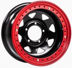 Диск Off-Road-Wheels Black 8 x 16 5*150 Et: -14 Dia: 113 черный с бедлоком (красный)