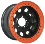 Диск Off-Road-Wheels Black 8 x 16 5*139,7 Et: -19 Dia: 110 черный с бедлоком (оранжевый)